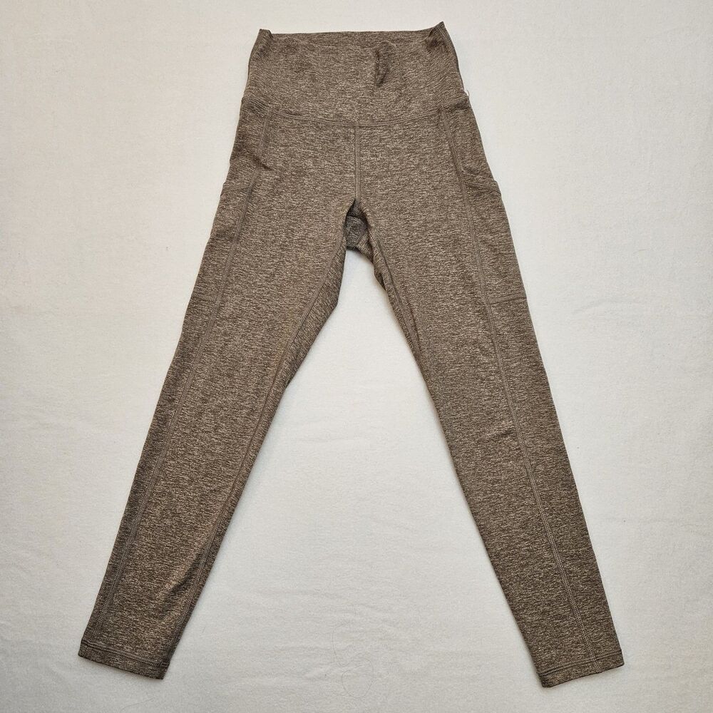 Aerie Sz S Pocket Leggings Chill Play Move High Rise Heathered Brown 23" Inseam